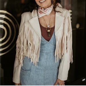 Altar'd State Cream Fringe Jacket